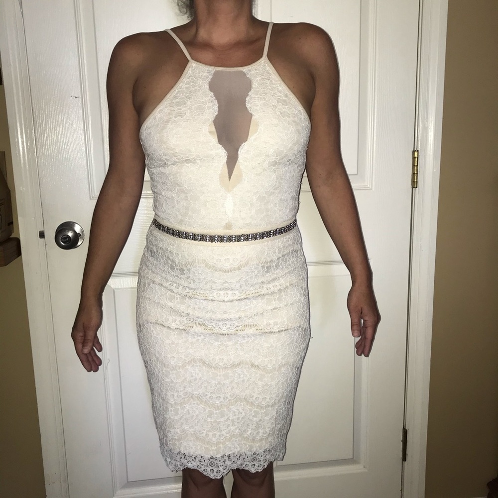 Frey Sleeveless Dress, Lace Overlay, Waist Beads